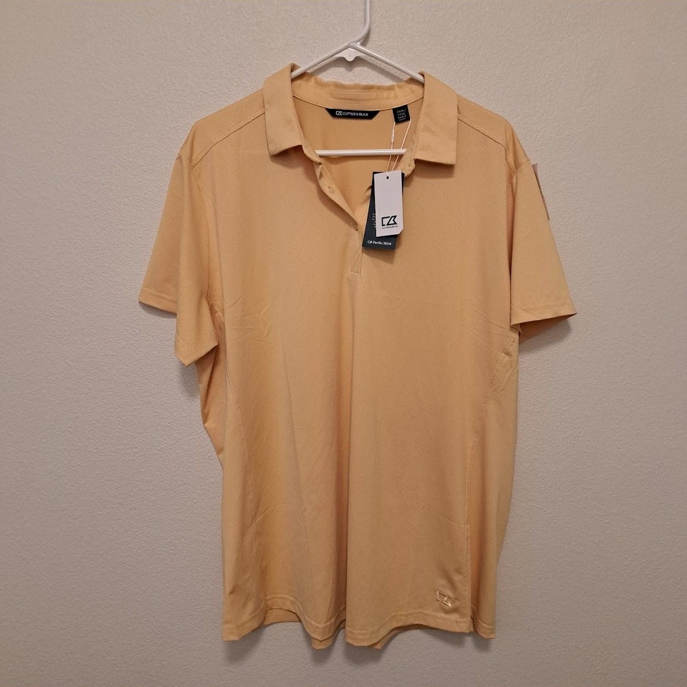 Cutter & Buck Mens DryTec UPF 50+ Polo Shirt Orange Yellow XXXL New